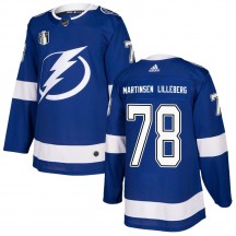 Youth Adidas Tampa Bay Lightning Emil Martinsen Lilleberg Blue Home 2022 Stanley Cup Final Jersey - Authentic