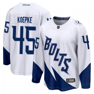 Youth Fanatics Branded Tampa Bay Lightning Cole Koepke White 2022 Stadium Series Jersey - Breakaway